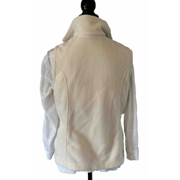 Columbia Fleece Full Zip Vest With Zipper Side Pockets Cream Color Size Medium - Picture 6 of 8